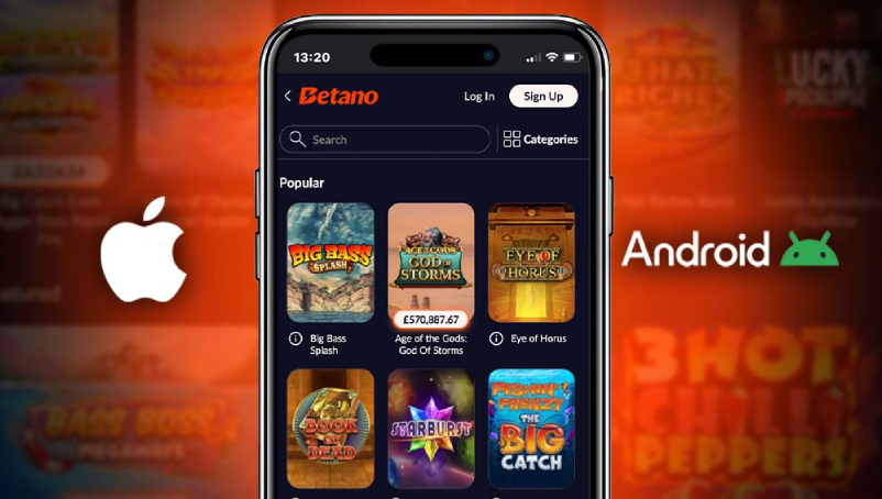 Betano app: interfaz móvil y accesos rápidos